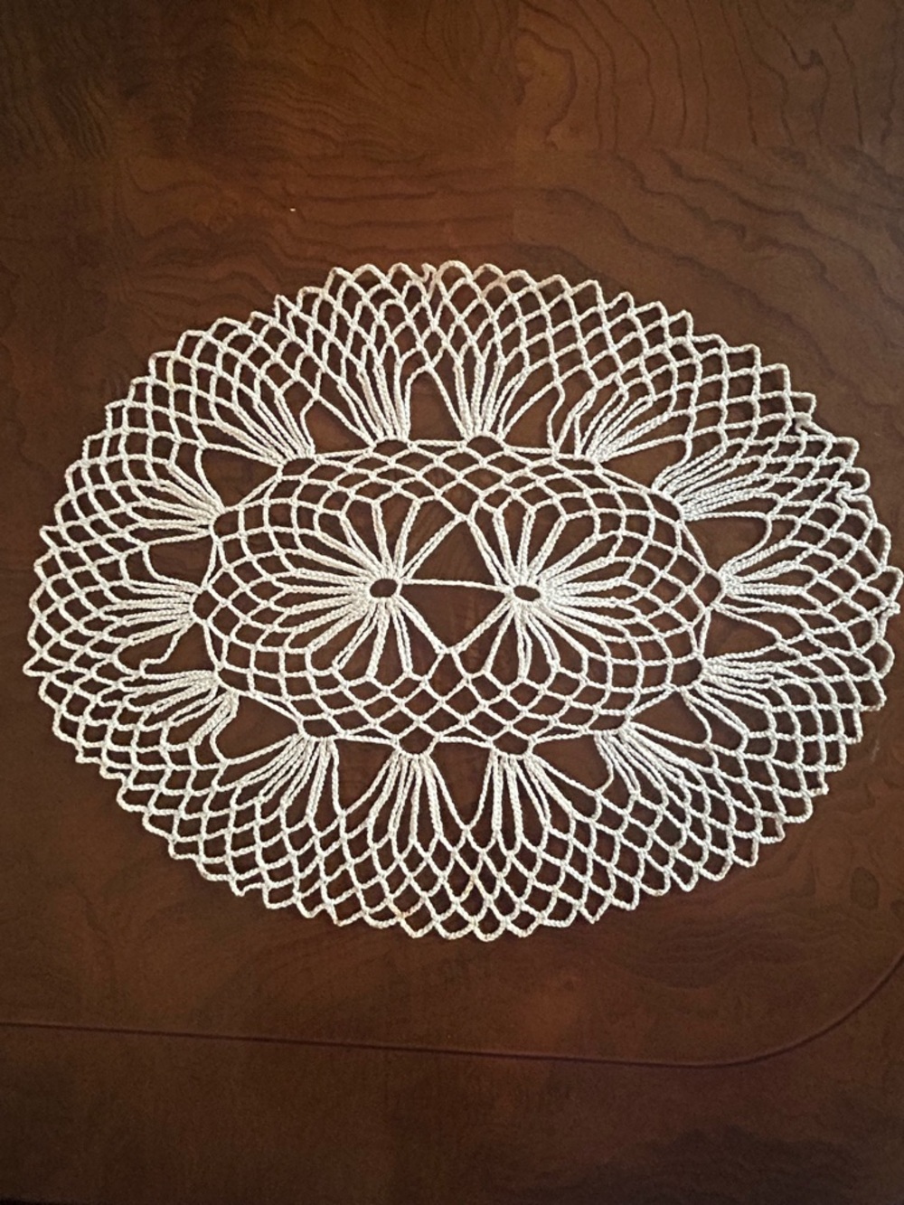 Large Vintage Hand Crochet Lace Doilies Set of 8 15” Lace Centerpiece Cotton